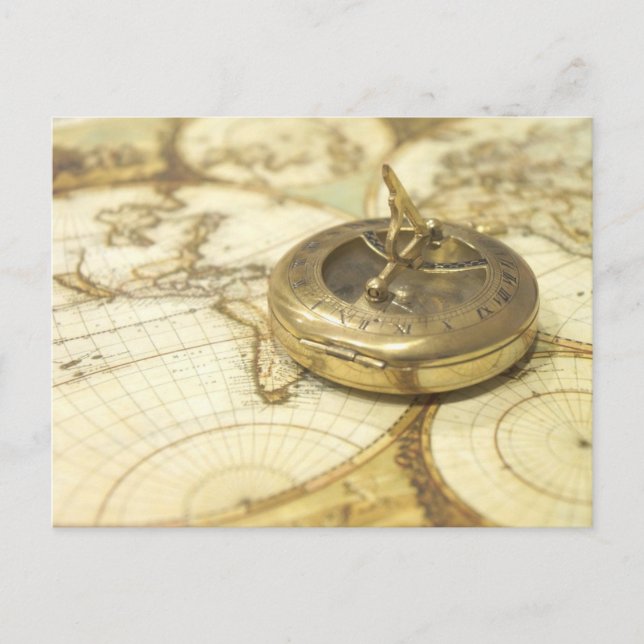 Carte Postale Boussole Voyageur Vintage (Devant)