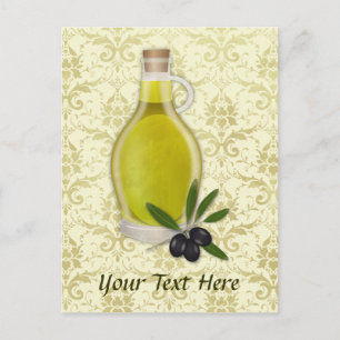 Carte Postale Bouteille d'huile d'olive et modèle de Damas