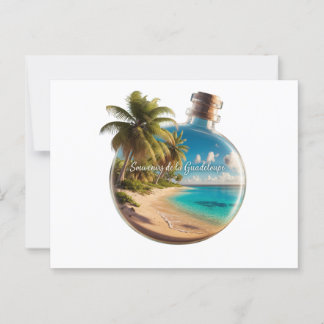 Carte Postale Bouteille Souvenir Guadeloupe: Plage Tropicale 