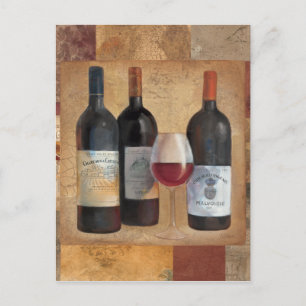 Carte Postale Bouteilles à vin avec verre