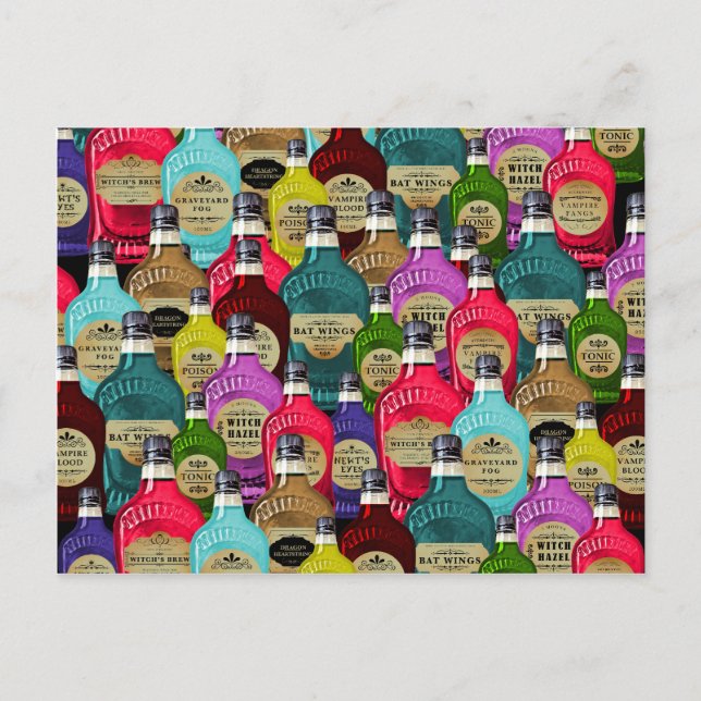 Carte Postale Bouteilles Toniques Apothécaires Docteur en sorciè (Devant)