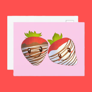 Carte Postale Boutique de sucreries aux fraises pour petites ent