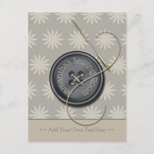 Carte Postale Bouton Avec Aiguille Et Thread Conception