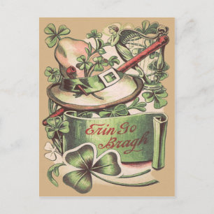 Carte Postale Bouton de trèfle Chapeau Pipe Gourdin