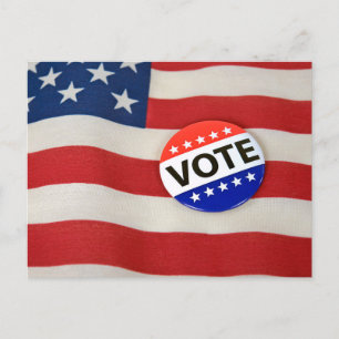 Carte Postale Bouton du vote sur le drapeau américain