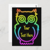 Bouton lumière néon psychédélique hibou