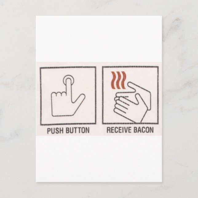 Carte Postale Bouton Push, Bacon de réception (Devant)