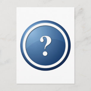 Carte Postale bouton rond point d'interrogation bleu