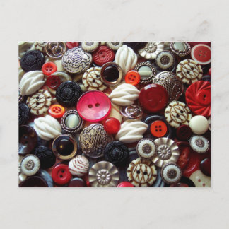 Carte Postale Bouton rouge noir et argent Collage