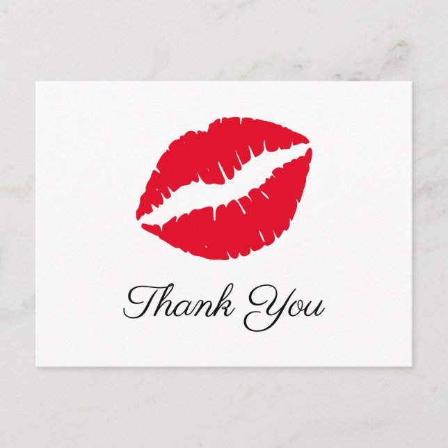 Carte Postale Bouton rouge vif Baiser Élégant Merci (Devant)