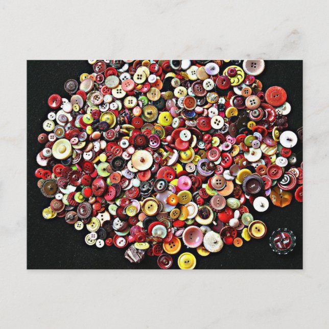 Carte Postale Boutons Vintages des notes de couture (Devant)