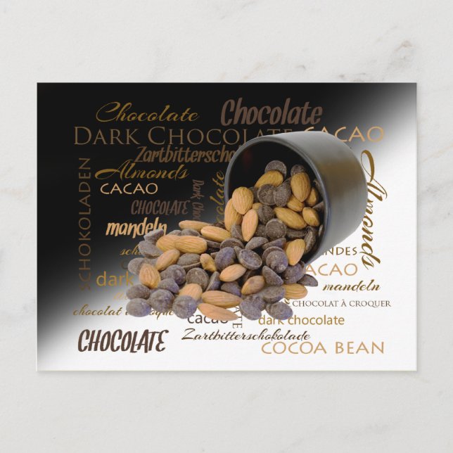 Carte Postale Bouts de chocolat et amandes - photo de gros plan (Devant)