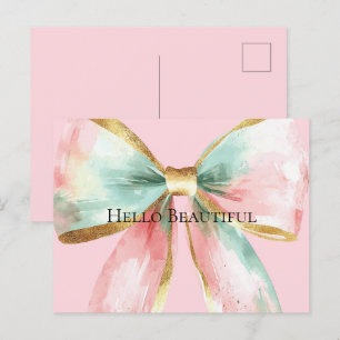 Carte Postale Bow Gold Blush Pink Mint Warm Warm