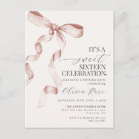 Bow Sweet sixteen Beige Anniversaire Fête Invitati