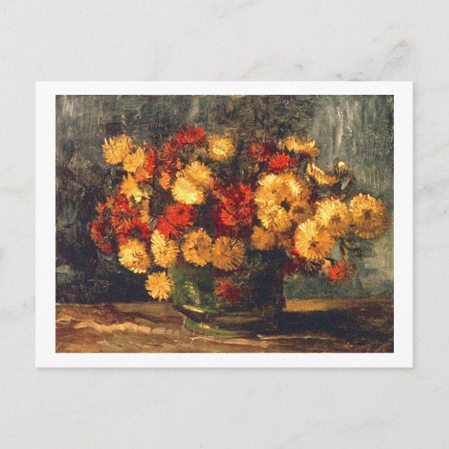Carte Postale Bowl avec Chrysanthèmes Van Gogh Art (Devant)