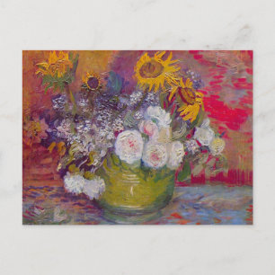 Carte Postale Bowl avec des tournesols et des Roses par Vincent