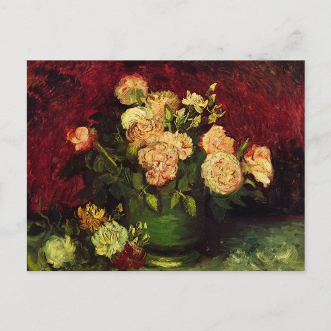 Carte Postale Bowl avec Peonies et Roses par Vincent van Gogh (Devant)