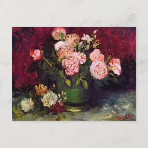 Carte Postale Bowl avec Peonies & Roses Van Gogh Art