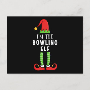 Carte Postale Bowling Elf Noël jumelé cadeau de famille