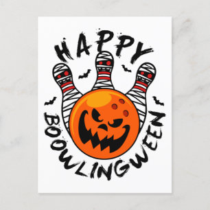 Carte Postale Bowling Halloween Bowler Happy Bowlingween