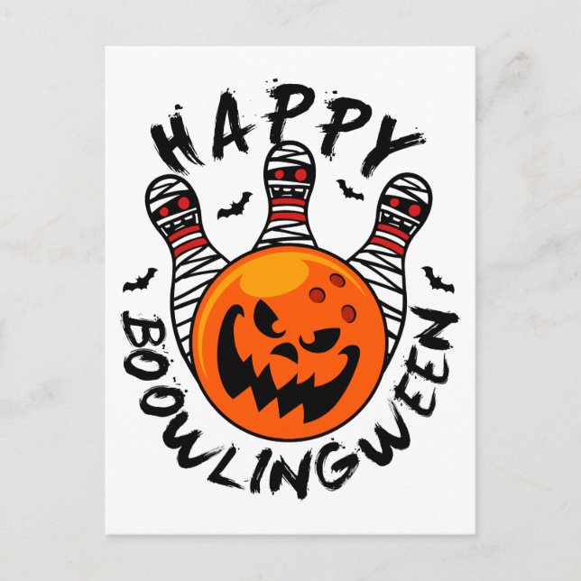 Carte Postale Bowling Halloween Bowler Happy Bowlingween (Devant)