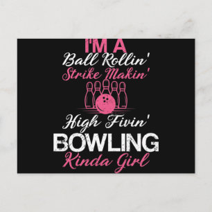 Carte Postale Bowling Kinda Girl Drôle fille Bowler