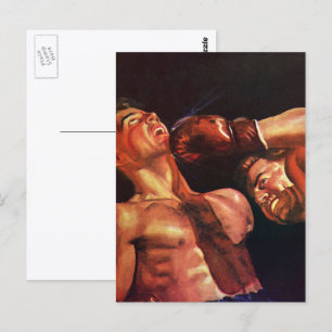 Carte Postale Boxe vintage, Boxers Punching Combattre