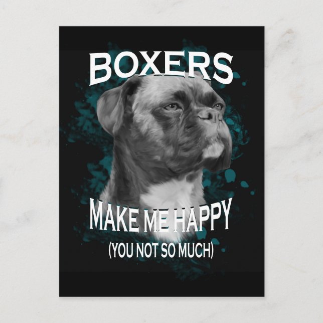Carte Postale Boxer Chien Amoureux de l'Art Texte (Devant)