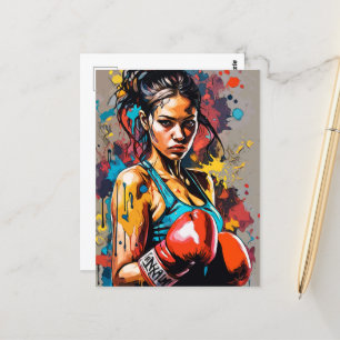 Carte Postale Boxer Girl Moderne Fighter Martial Arts Portrait