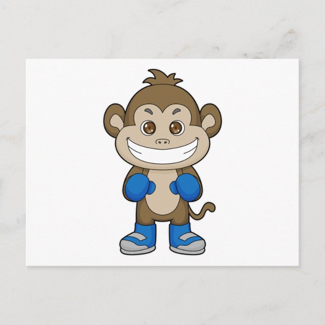 Carte Postale Boxeur de boxe de singe Gants de boxe (Devant)