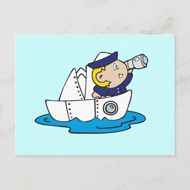 Carte Postale Boy Sailor in Boat Tshirts and Gifts (Devant)