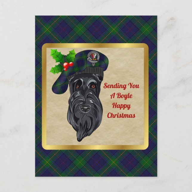 Carte Postale Boyle Clan Badge & Tartan Christmas (Devant)