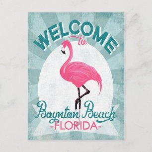 Carte Postale Boynton Beach Florida Flamant rose rose Retro