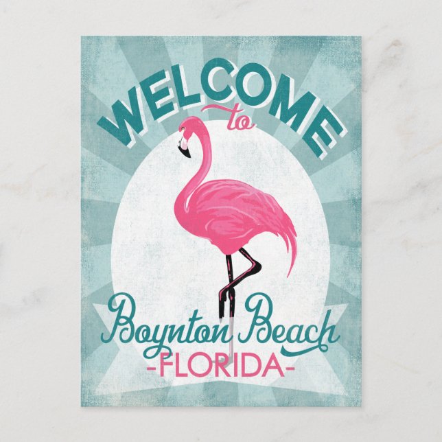 Carte Postale Boynton Beach Floride Flamant Rose Rétro (Devant)