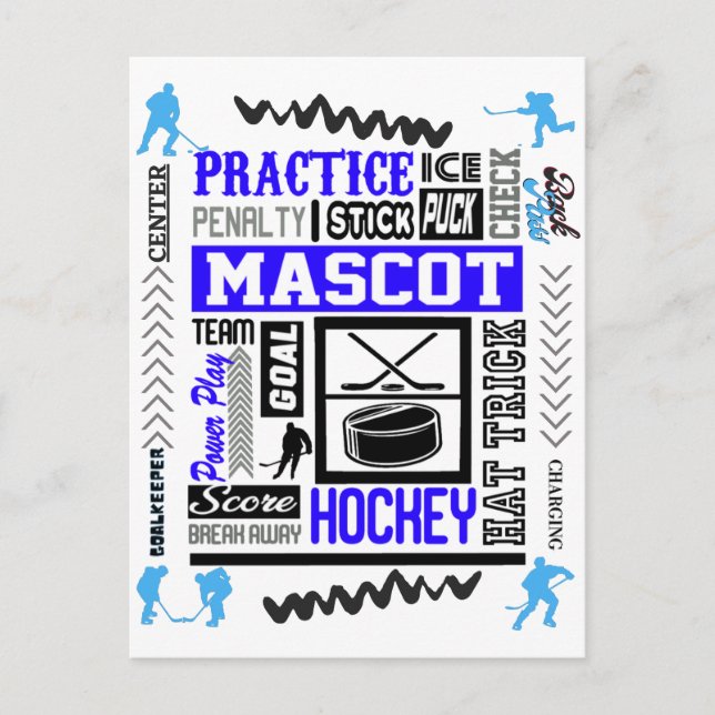 Carte Postale Boys Hockey Terminologie en bleu (Devant)