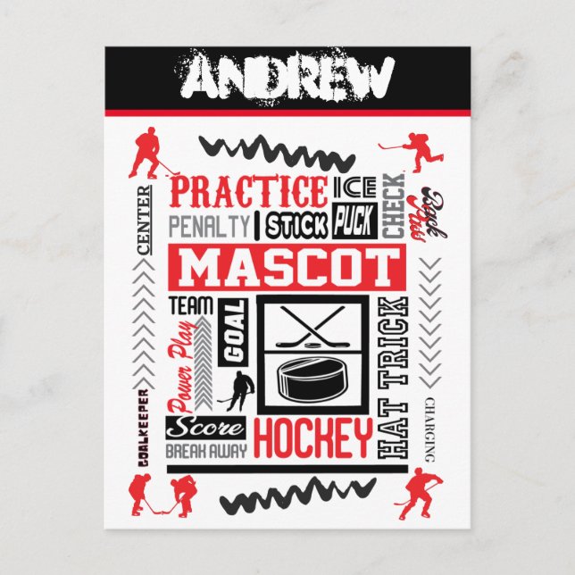 Carte Postale Boys Hockey Terminologie Personnalisée (Devant)