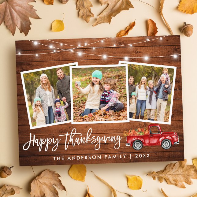 Carte Postale Bracelet Script Bois Lumières Camion Photo Thanksg (Customize to change your personalized text size or text style.)