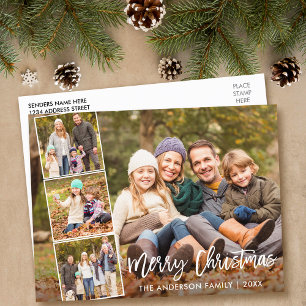 Carte Postale Bracelet Script Joyeux Noël Famille 4 Photo