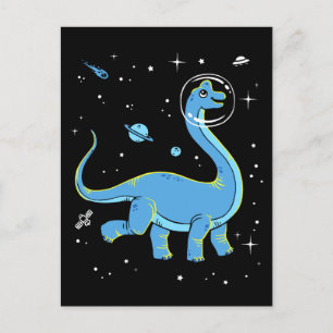 Carte Postale Brachiosaurus Bleu Dinos Dans L'Espace