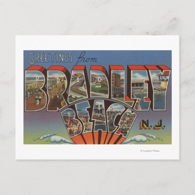 Carte Postale Bradley Beach, New Jersey - Scènes à grandes lettr (Devant)