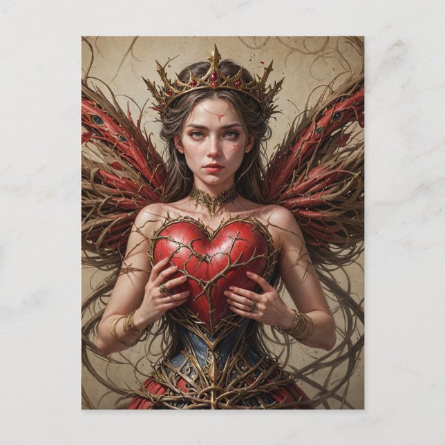 Carte Postale Brambles de coeur rouge fée (Devant)
