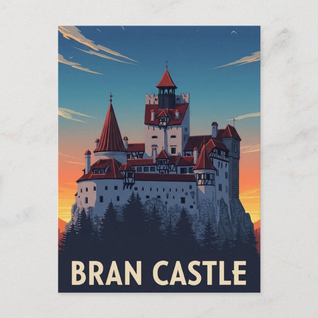Carte Postale Bran Castle Romania Sunset (Devant)
