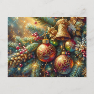 Carte Postale Branche avec décoration de Noël