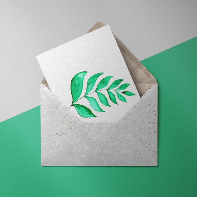 Carte Postale Branche d'aquarelle simple - vert (Créateur téléchargé)