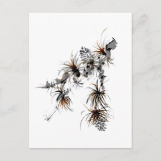 Carte Postale Branche des pins, Sumi-e