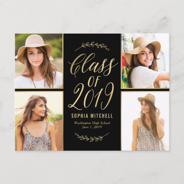 Carte Postale Branches rayonnantes Faire-part de graduation (Devant)