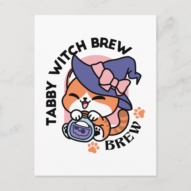 Carte Postale Brasserie en sorcière Tabby - Jolie conception de  (Devant)