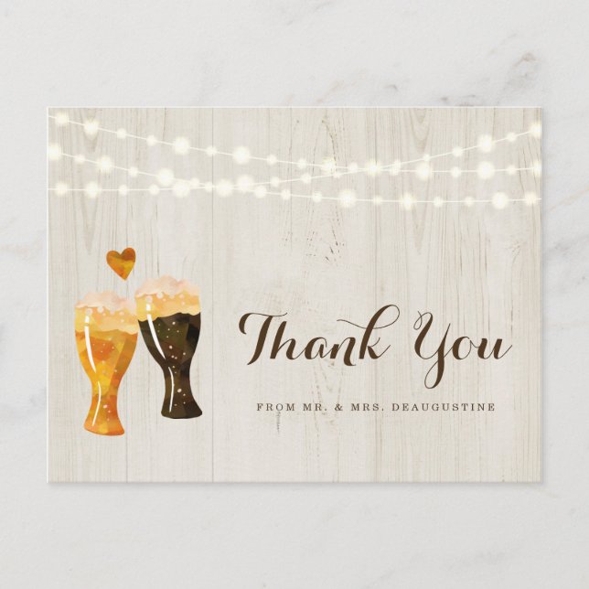 Carte Postale Brasserie Rustique personnalisée Merci Mariage de  (Devant)
