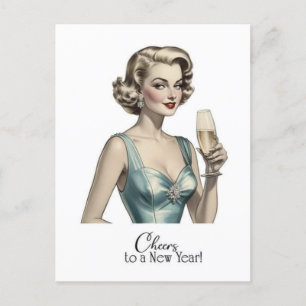 Carte Postale Bravo à une femme Vintage du Nouvel An