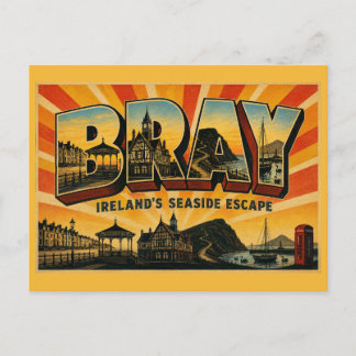 Carte Postale Bray Irlande Évasion Bord de Mer Art Vintage